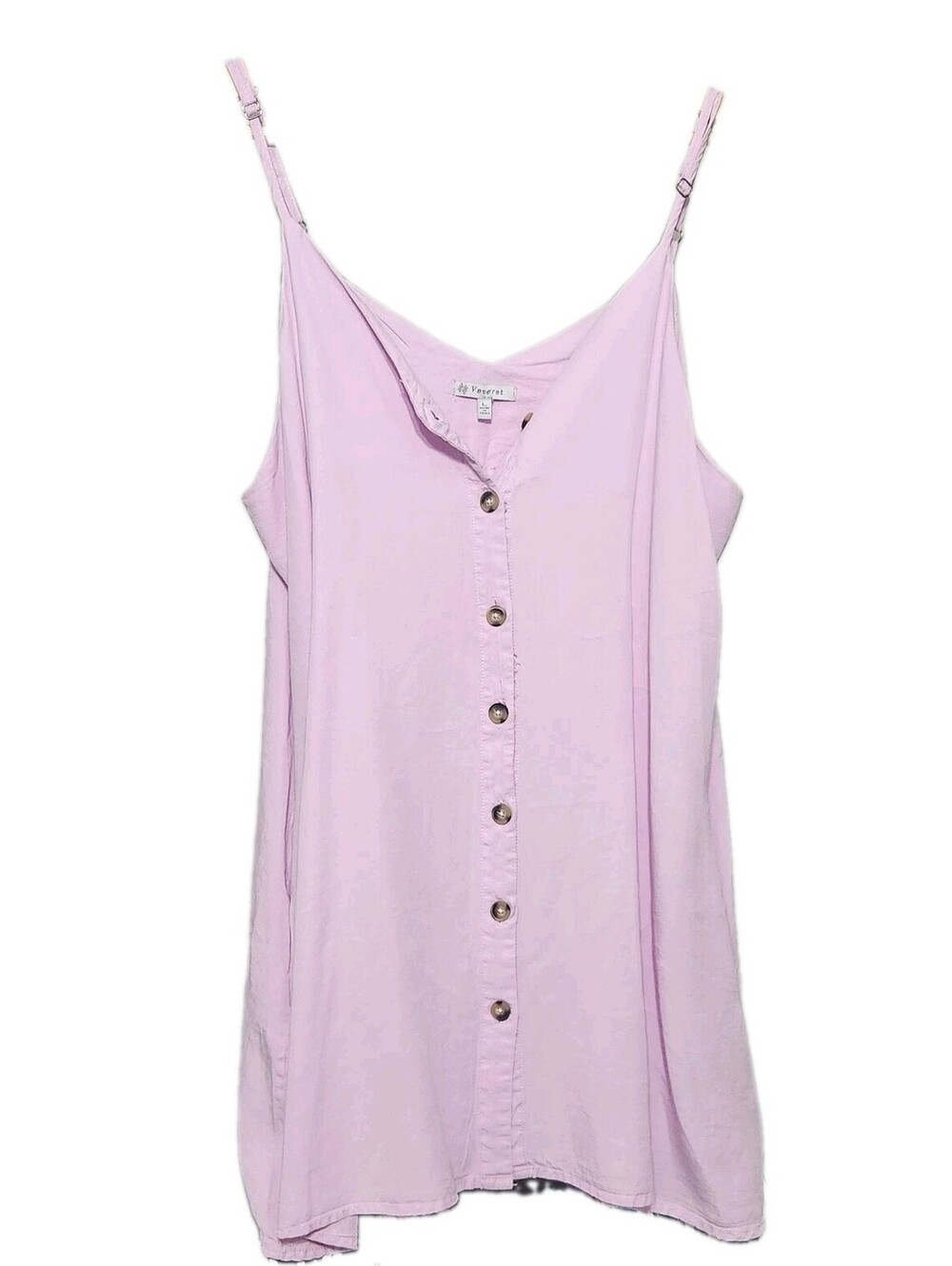 Veveret Mini Dress Large Pink Button Down With Pockets Sundress